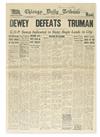 TRUMAN, HARRY S. Chicago Daily Tribune, with the headline DEWEY DEFEATS TRUMAN, Signed and Inscribed on the first page: